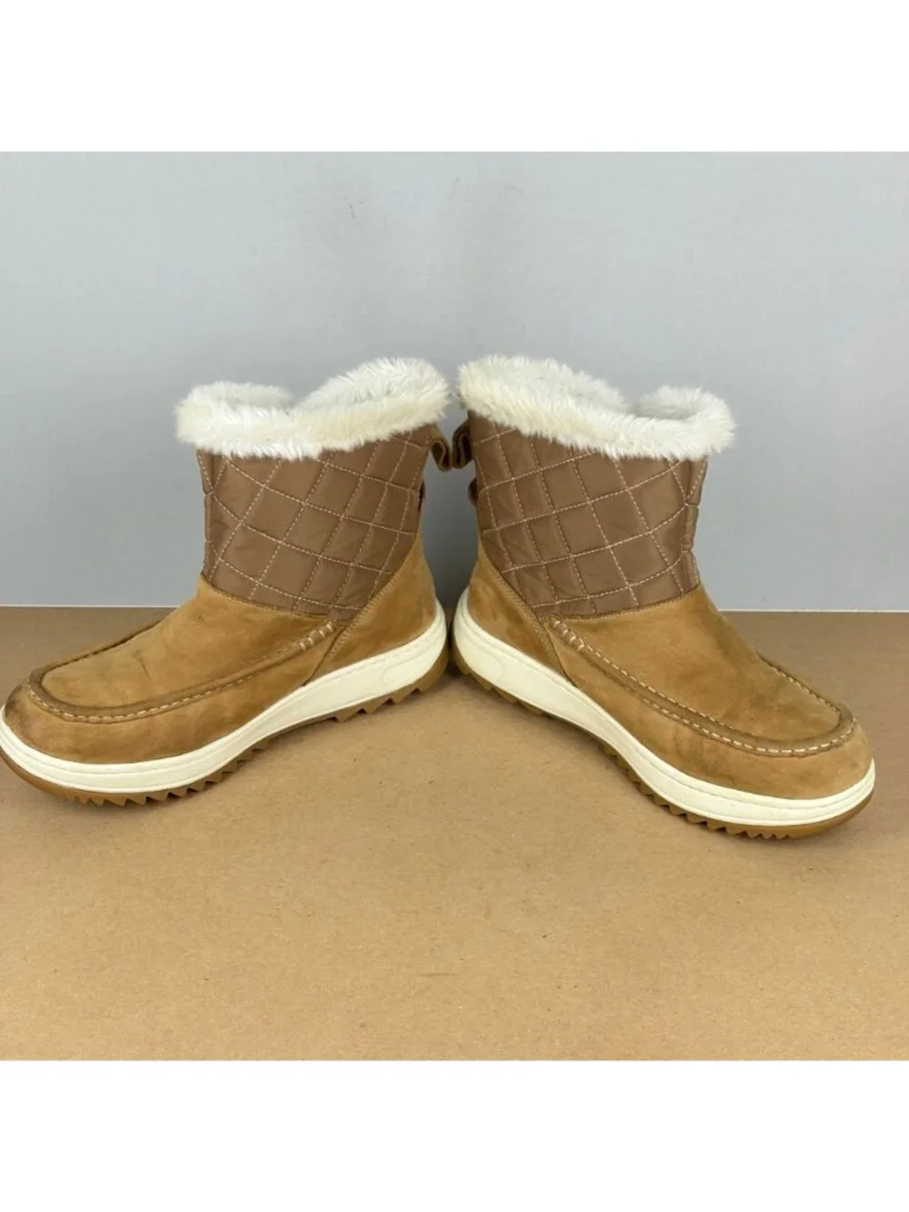 Sperry Top Sider Powder Altona Winter Snow Boots Womens 9 Tan Suede Pull On